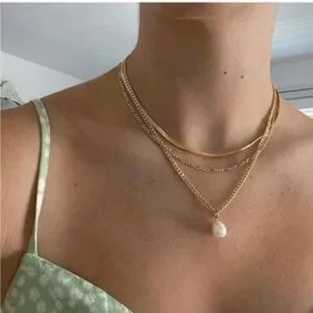 Seraphina Pearl Layered Necklace Gift Dainty Minimalist - Picture 2 of 5